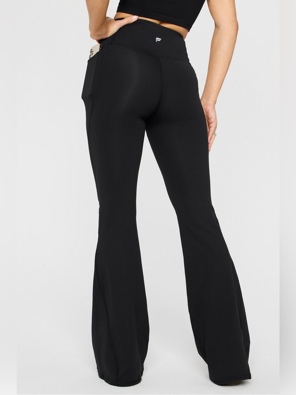 Fabletics Oasis PureLuxe Black High-Waisted Crossover Flare Leggings Size XL